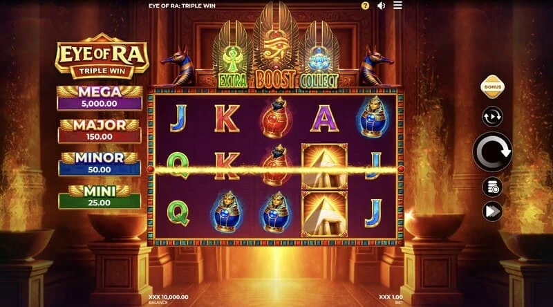 Eye of Ra Triple Win - Glavni igralni zaslon s petimi koluti