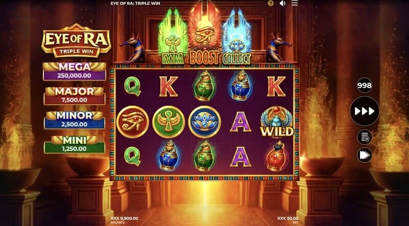 Eye of Ra Triple Win - Simbol Wild na kolutih